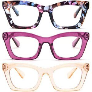 3-Pack Fashion Blue Light Blocking Readers  Colorful Trendy Frames for Women